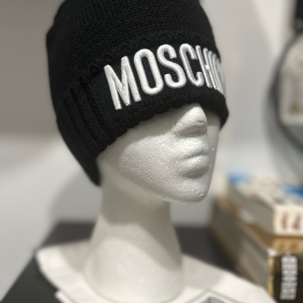 Moschino Black Logo Beanie - Picture 2 of 3